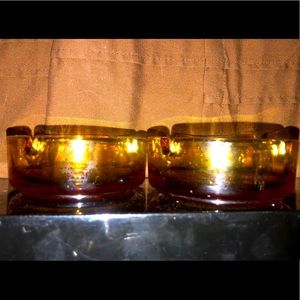 Pair of Vintage Amber Glass Ash Trays